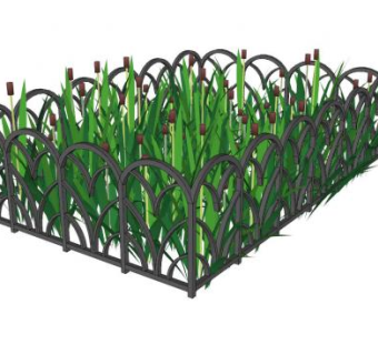 铁艺围栏花圃SU模型下载_sketchup草图大师SKP模型
