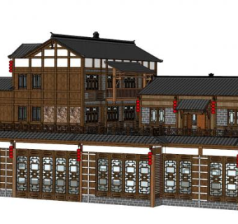 吊脚楼su模型下载_sketchup草图大师SKP模型