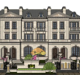 欧式别墅su模型下载_sketchup草图大师SKP模型