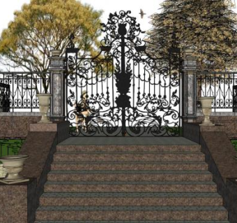 大门su模型下载_sketchup草图大师SKP模型