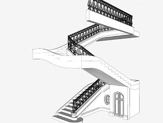 楼梯su模型下载_sketchup草图大师SKP模型