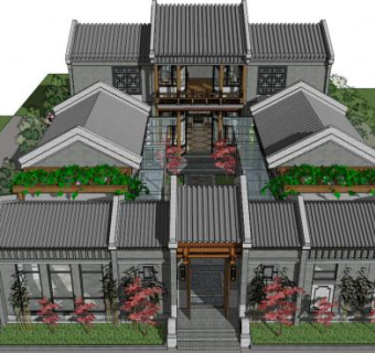 四合院su模型下载_sketchup草图大师SKP模型