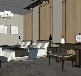 客房su模型下载_sketchup草图大师SKP模型