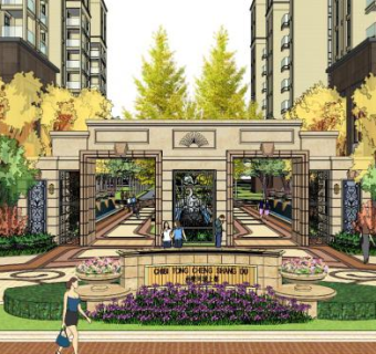 小区大门su模型下载_sketchup草图大师SKP模型