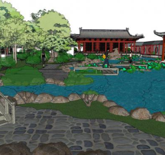古典园林su模型下载_sketchup草图大师SKP模型