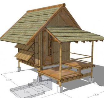 隈研吾竹屋su模型下载_sketchup草图大师SKP模型