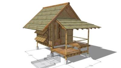 隈研吾竹屋su模型下载_sketchup草图大师SKP模型