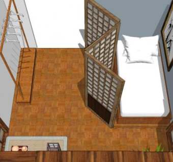 日式卧室SU模型下载_sketchup草图大师SKP模型