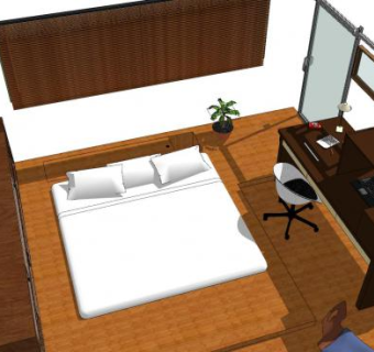 现代日式卧室SU模型下载_sketchup草图大师SKP模型