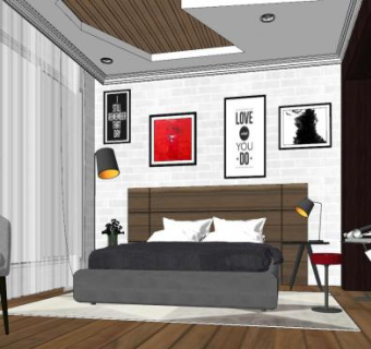 北欧风卧室sketchup模型下载_sketchup草图大师SKP模型