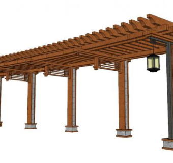 弧形廊架su模型下载_sketchup草图大师SKP模型