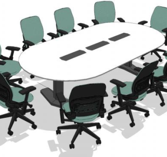 会议桌su模型下载_sketchup草图大师SKP模型