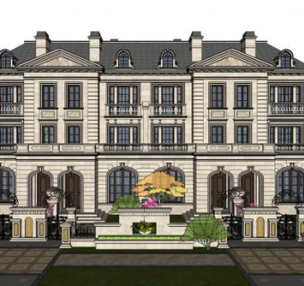 别墅庭院su模型下载_sketchup草图大师SKP模型