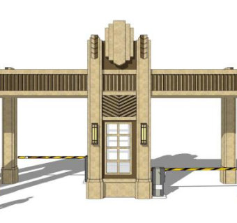 小区入口su模型下载_sketchup草图大师SKP模型