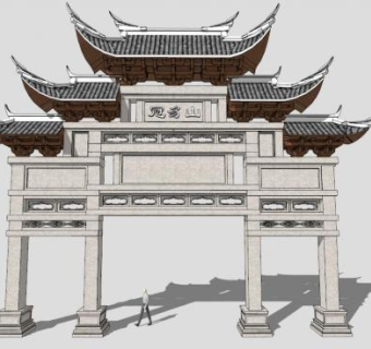 门楼su模型下载_sketchup草图大师SKP模型