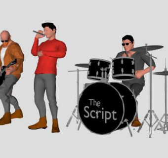 摇滚乐队组合人物SU模型下载_sketchup草图大师SKP模型