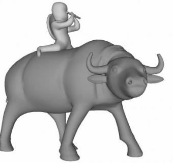 牧童骑牛雕塑SU模型下载_sketchup草图大师SKP模型