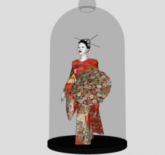 日式装饰品和服人物SU模型下载_sketchup草图大师SKP模型