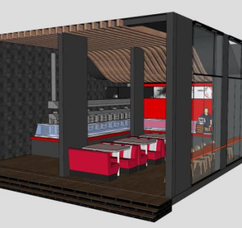 餐厅建筑包含室内SU模型下载_sketchup草图大师SKP模型