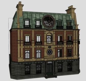 欧式建筑立面SU模型下载_sketchup草图大师SKP模型