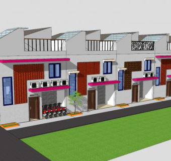 联排别墅建筑sketchup模型下载_sketchup草图大师SKP模型