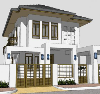 二层别墅住宅建筑SU模型下载_sketchup草图大师SKP模型