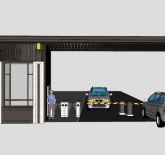 小区入口大门SU模型下载_sketchup草图大师SKP模型
