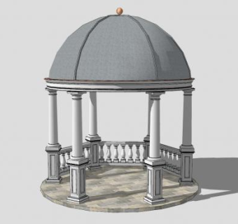 欧式凉亭亭子SU模型下载_sketchup草图大师SKP模型