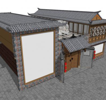 藏式风格住宅建筑SU模型下载_sketchup草图大师SKP模型