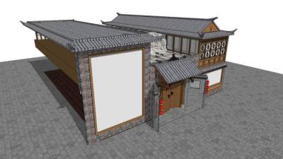 藏式风格住宅建筑SU模型下载_sketchup草图大师SKP模型