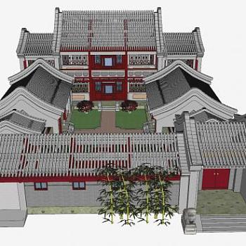 中式风格<em>四合院</em>sketchup模型下载_sketchup草图大师SKP...