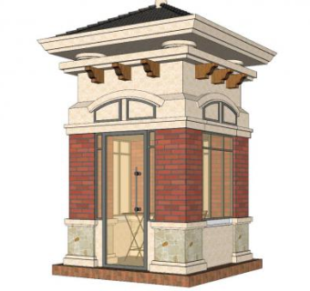 欧式岗亭门卫亭SU模型下载_sketchup草图大师SKP模型