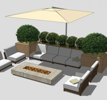 室外桌椅su模型下载_sketchup草图大师SKP模型