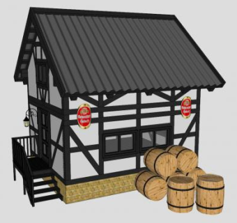 小酒馆SU模型下载_sketchup草图大师SKP模型