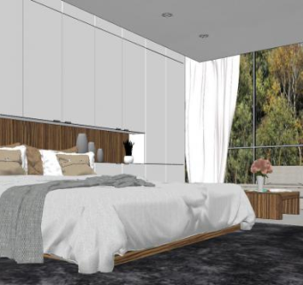 现代简欧卧室室内SU模型下载_sketchup草图大师SKP模型