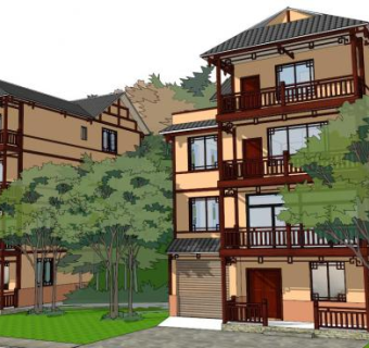 新农村住宅su模型下载_sketchup草图大师SKP模型