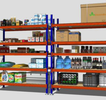 超市货架su模型下载_sketchup草图大师SKP模型