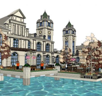 骑楼su模型下载_sketchup草图大师SKP模型