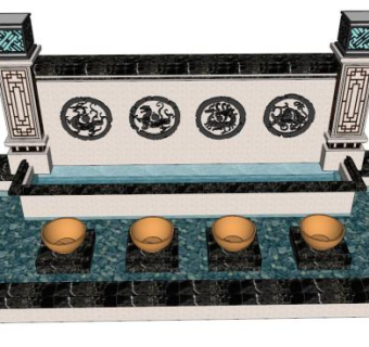 景观景墙su模型下载_sketchup草图大师SKP模型