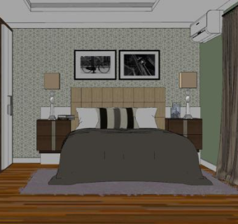 现代卧室家装设计SU模型下载_sketchup草图大师SKP模型