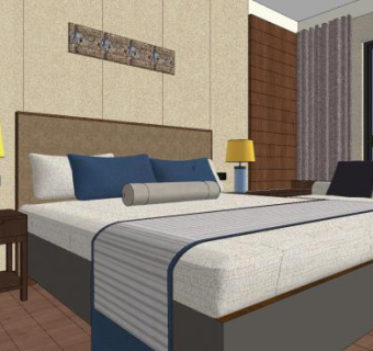 新中式卧室主人房SU模型下载_sketchup草图大师SKP模型