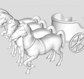 驷马难追马车雕塑SU模型下载_sketchup草图大师SKP模型