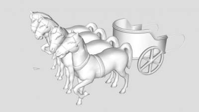 驷马难追马车雕塑SU模型下载_sketchup草图大师SKP模型