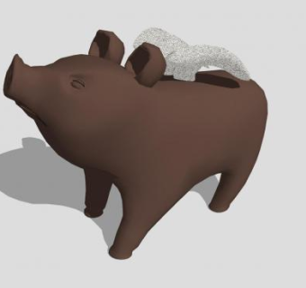 小猪雕塑SU模型下载_sketchup草图大师SKP模型