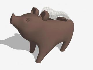 小猪雕塑SU模型下载_sketchup草图大师SKP模型