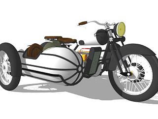 边三轮车摩托车SU模型下载_sketchup草图大师SKP模型