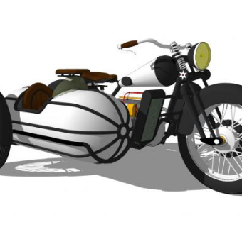 边三轮车摩托车SU模型下载_sketchup草图大师SKP模型