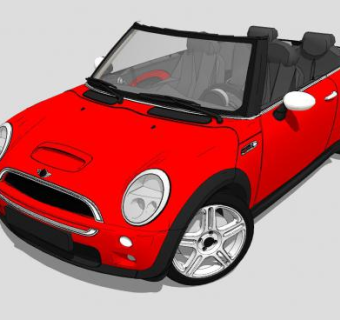 红色敞篷跑车SU模型下载_sketchup草图大师SKP模型