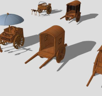 宋代马车SU模型下载_sketchup草图大师SKP模型