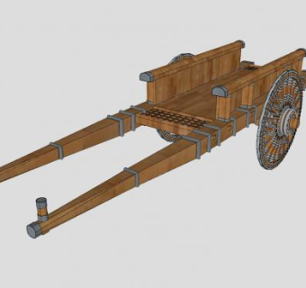 木质马车SU模型下载_sketchup草图大师SKP模型